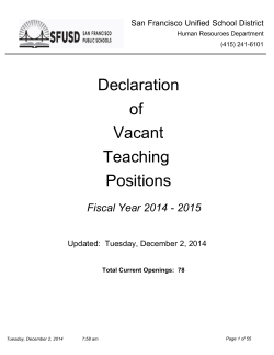 Certificated Vacancy List 2014-2015
