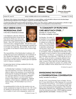Voices for 11/19/2014 - Unitarian Universalist Church of Charlotte