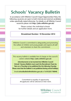 Schools' Vacancy Bulletin - Wiltshire Council Careers Site