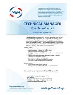 TECHNICAL MANAGER - Foyle Food Group