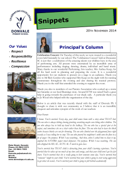November 20, 2014 - Donvale Primary School