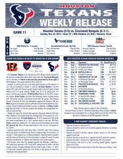 Texans Weekly Release