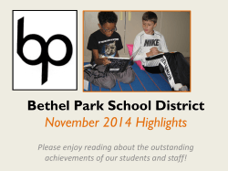 November 2014 Highlights - Bethel Park School District