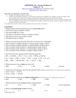CHEMISTRY 103 – Practice Problems #3 Chapters 8 – 10 http