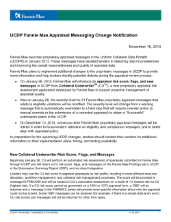 UCDP Fannie Mae Appraisal Messaging Change Notification