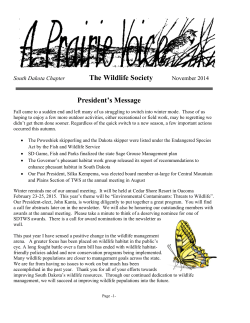 November 2014 - South Dakota Chapter of The Wildlife Society