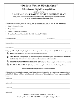 Entry Form - Needs of Dubois