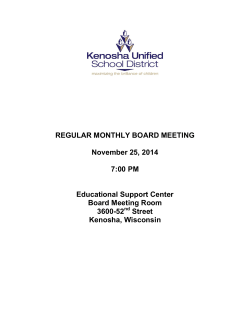 REGULAR MONTHLY BOARD MEETING November 25, 2014 7:00