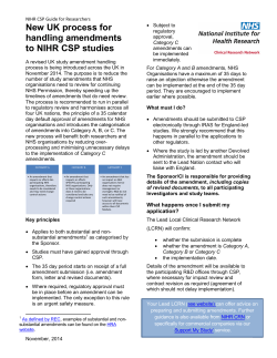 New UK process for handling amendments to NIHR CSP studies