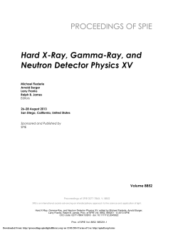 Hard X-Ray, Gamma-Ray, and Neutron Detector Physics XV