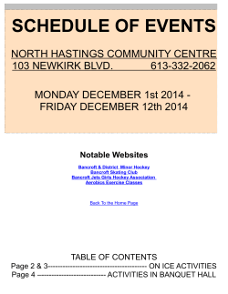 SCHEDULE OF EVENTS - North Hastings Community Centre