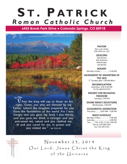 November 23, 2014 Bulletin - St. Patrick Roman Catholic Church