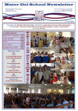 Newsletter - Mater Dei Catholic Primary School, Ashgrove