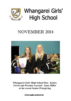 WGHS Newsletter November 2014 - Whangarei Girls' High School