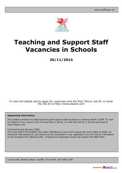 Teaching and Support Staff Vacancies in Schools 19/11/2014