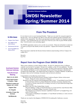 SWDSI Newsletter Spring/Summer 2014