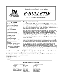 e-bulletin: issue #14 - Ontario Lawn Bowls Association