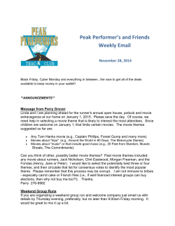 Peak Performer's and Friends Weekly Email
