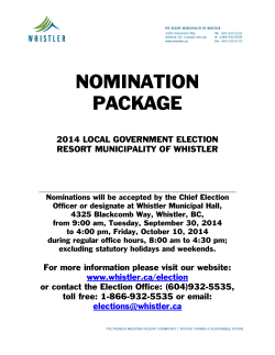 NOMINATION PACKAGE - Resort Municipality of Whistler