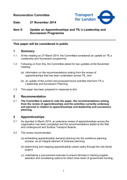 Update on Apprenticeships and TfL's Leadership and Succession