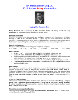 Dr. Martin Luther King, Jr. 2015 Student Essay Competition