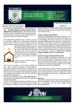 newsletter - St Mary's Catholic Primary School Charleville