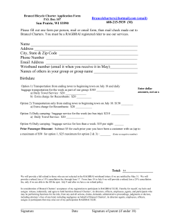 Brancel Bicycle Charter Application Form