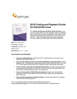 2015 Coding and Payment Guide for Dental Services