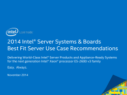 2014 Intel® Server Systems & Boards Best Fit Server Use Case