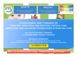 Bari, 21-‐22 November 2014 - Anestesia Pediatrica e Neonatale