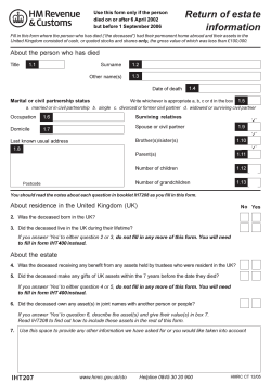 IHT207 - Return of estate information (to fill in on screen)