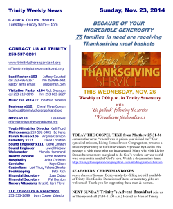 11-23-2014 weekly news - Trinity Lutheran Church