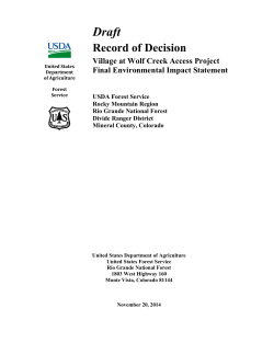 Draft Record of Decision Village at Wolf Creek Access Project Final