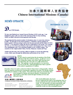 NEWS UPDATE 加 拿 大 國 際 華 人 宣 教 協 會