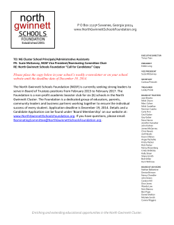 NGSF Call for Candidates - North Gwinnett Middle School