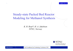 Steady-state Packed Bed Reactor Modeling for Methanol