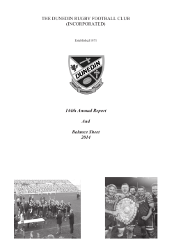 DUNEDIN RUGBY FOOTBALL CLUB Annual Report 2014