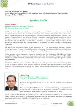 Speakers Profile - Actuarial Society of India