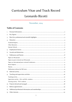Curriculum Vitae and Track Record Leonardo Ricotti