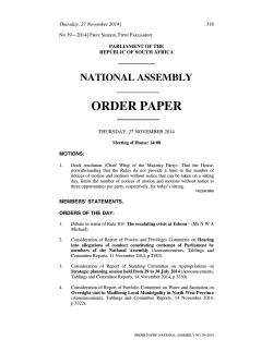 ORDER PAPER - Parliament of South Africa