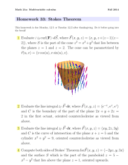 Homework 33: Stokes Theorem