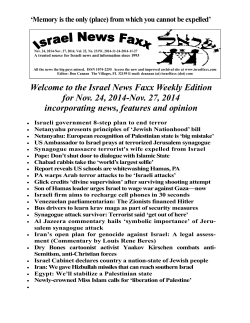 Welcome to the Israel News Faxx Weekly Edition for Nov. 24, 2014