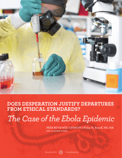 The Case of the Ebola Epidemic - Association of Clinical Research