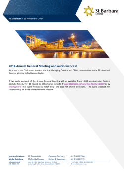2014 Annual General Meeting and audio webcast