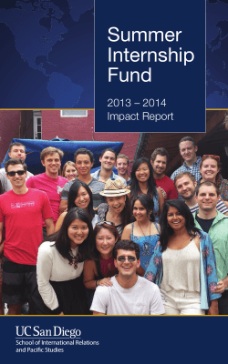 Summer Internship Fund - School of International Relations and