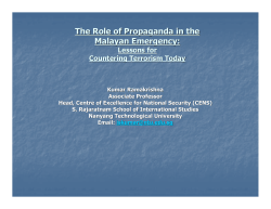 The Role of Propaganda in the Malayan Emergency