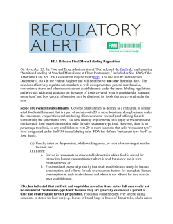 FDA Releases Final Menu Labeling Regulations On November 25