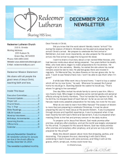 DECEMBER 2014 NEWSLETTER - Redeemer Lutheran Green Bay