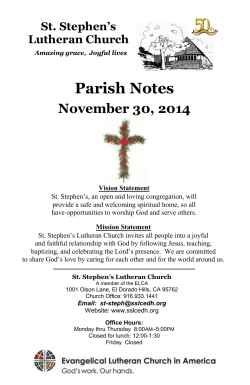 Parish Notes - St. Stephen's Lutheran Church