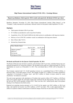 Third Quarter 2014 Results - Ship Finance International Limited
